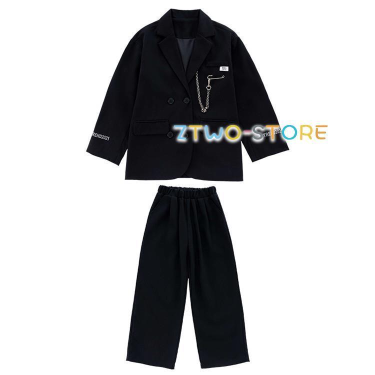 新しい子供用ダンスウェア キッズダンス衣装 セットアップ スーツ ヒップホップ スーツ 黒 ブルー コート パンツ 女の子 男の子 HIPPOP 上下セット 韓国 かっこいい 発表会 110 180 新しい子供用ダンスウェア キッズダンス衣装 セットアップ スーツ ヒップホップ スーツ 黒 ブルー コート パンツ 女の子 男の子 HIPPOP 上下セット 韓国 かっこいい 発表会 110 180