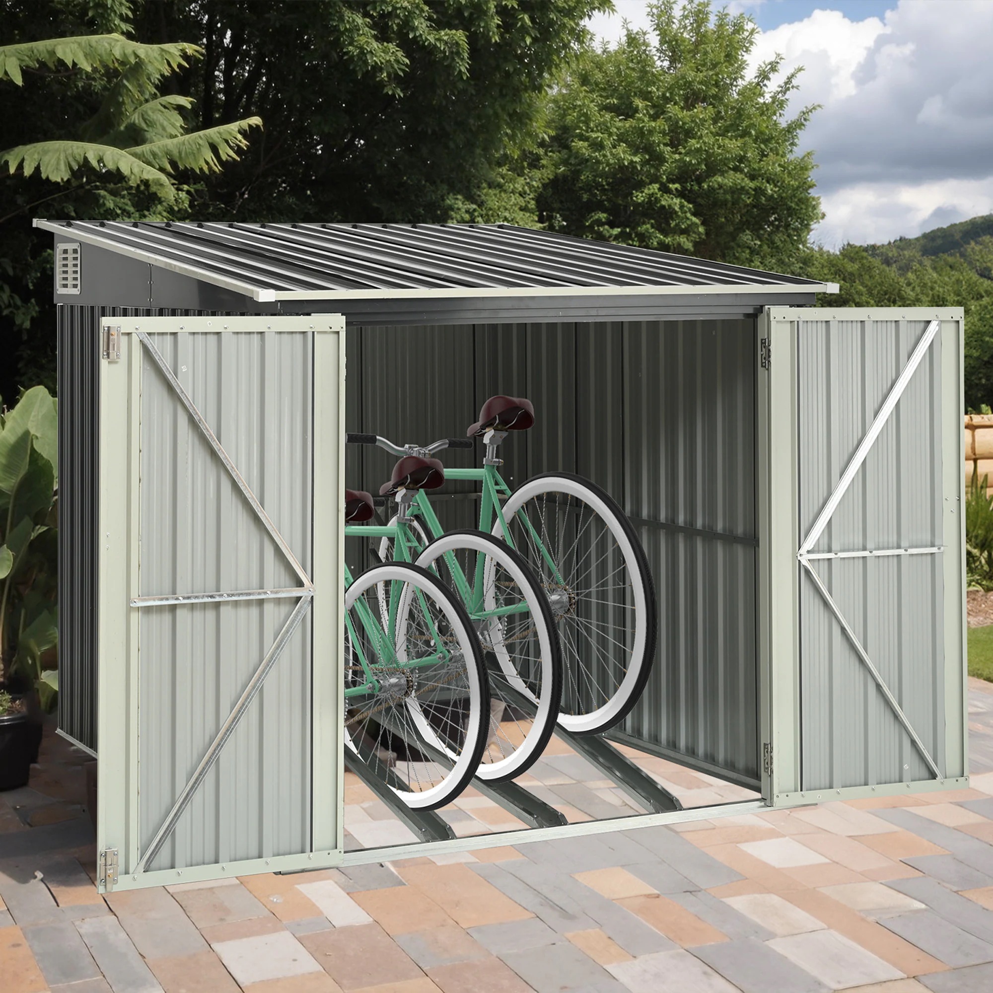 1651【スタンド搭載】自転車倉庫 3台用 物置 屋外 スチール 施錠可能 戸外収納庫 大型 収納庫 屋外物置 防さび 防水 ドア スチール物置 屋外収納 ガーデニング 庭 新作【グレー】 1651【スタンド搭載】自転車倉庫 3台用 物置 屋外 スチール 施錠可能 戸外収納庫 大型 収納庫 屋外物置 防さび 防水 ドア スチール物置 屋外収納 ガーデニング 庭 新作【グレー】