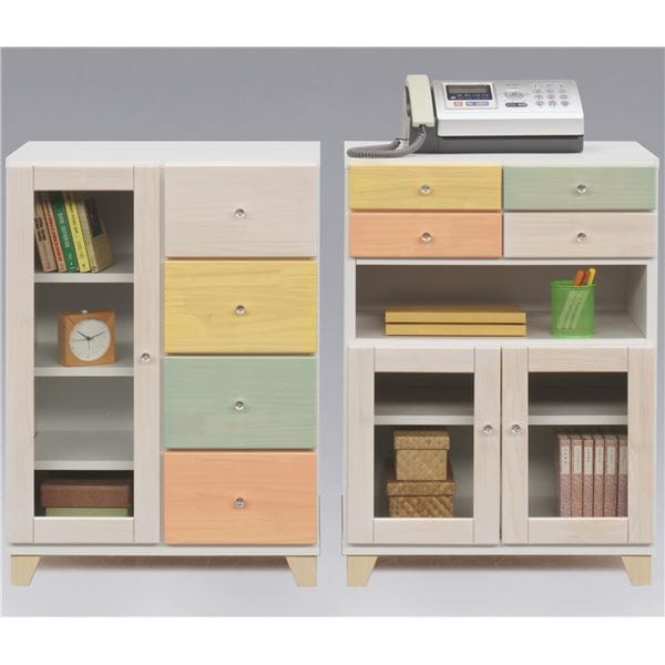 日本製 天然木 キャビネット 60cm幅 マルチカラー 完成品 FAX台 リビングボード リビング収納 リビングチェスト
