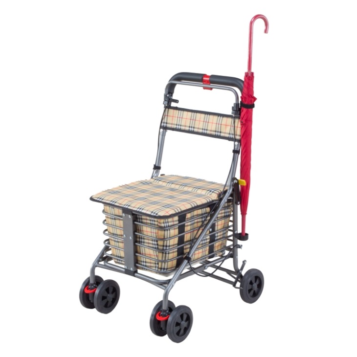 ショッピングカート SG認定 腰掛け付き カート 4輪 手押し車 折りたたみ
