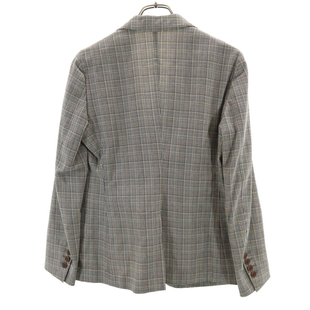 イタリア製 グレンチェック テーラードジャケット 42 グレー ブレザー レディース