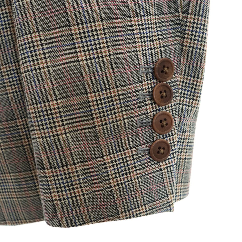 イタリア製 グレンチェック テーラードジャケット 42 グレー ブレザー レディース