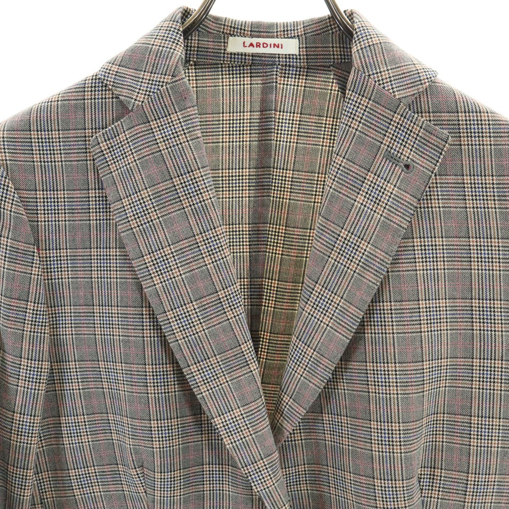 イタリア製 グレンチェック テーラードジャケット 42 グレー ブレザー レディース