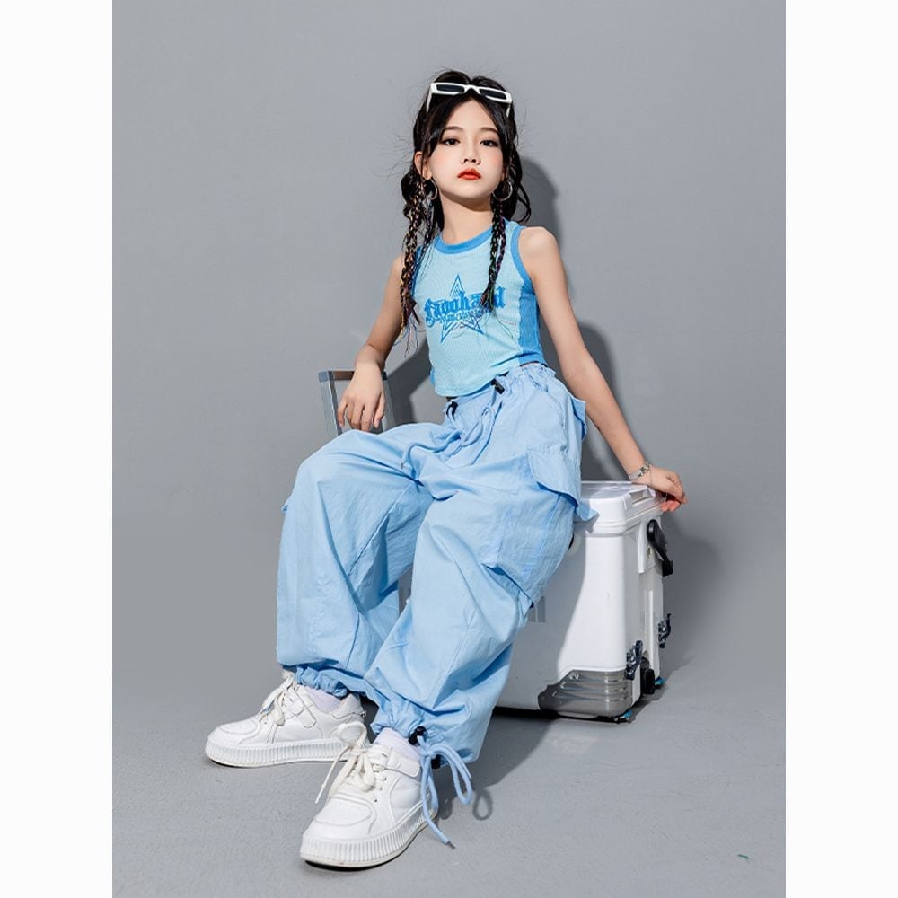子供の街のダンスの2025子供服のスーツのズボンのセットのドーパミンのショーのファッション服の女の子のジャズのダンスの服装