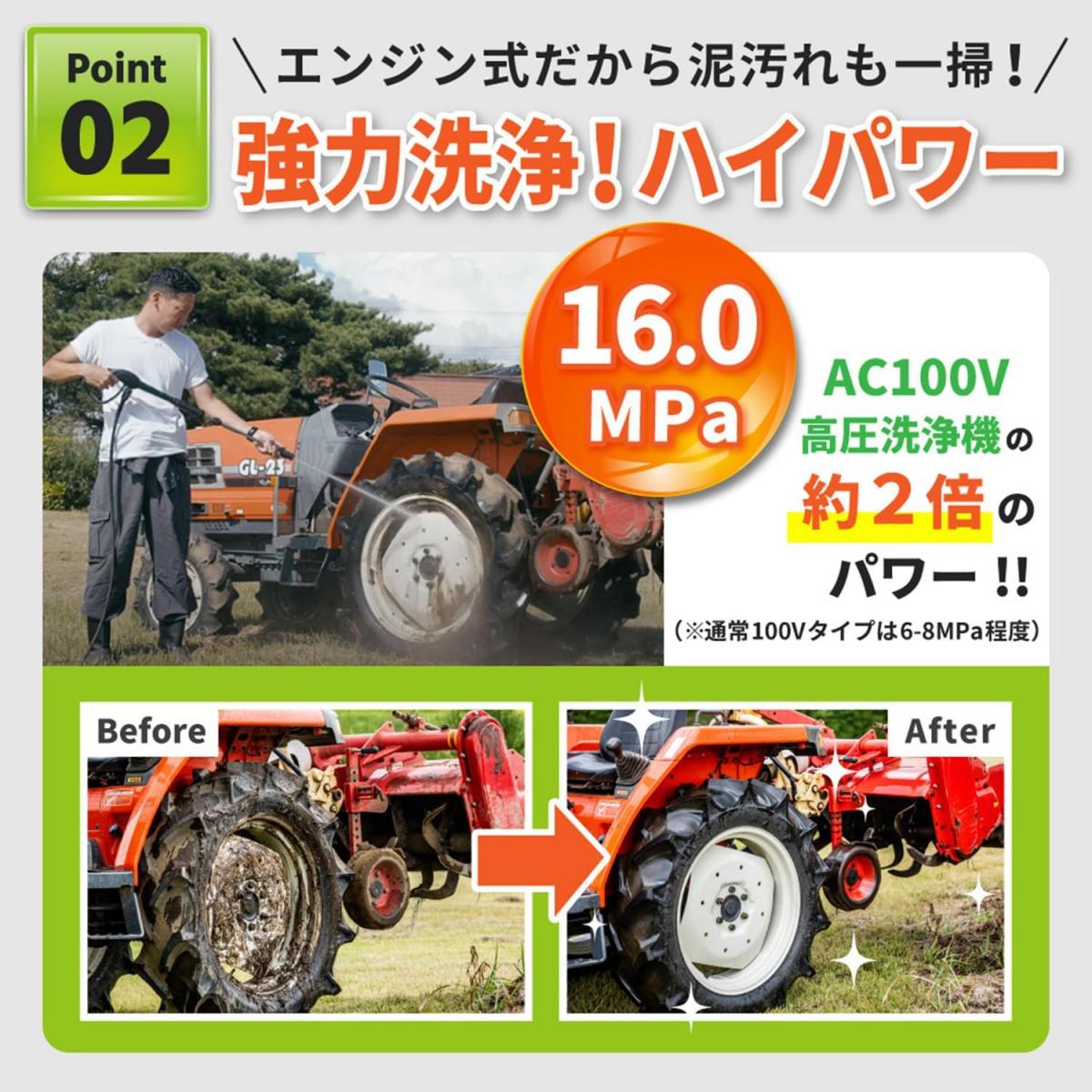 蔵王産業 ZAOH エンジン式高圧洗浄機 Vittorio ヴィットリオ ZE-1608-10 コンパクト 10m高圧ホース付属
