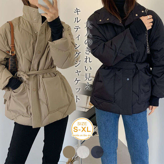 キルティング ジャケット レディース 秋冬 キルティングコート 中綿 アウター コート ジャケット ふんわり スッキリ 大きいサイズ 大人 シンプル 着回し 防寒 秋 冬 カジュアル 通勤 20代 3