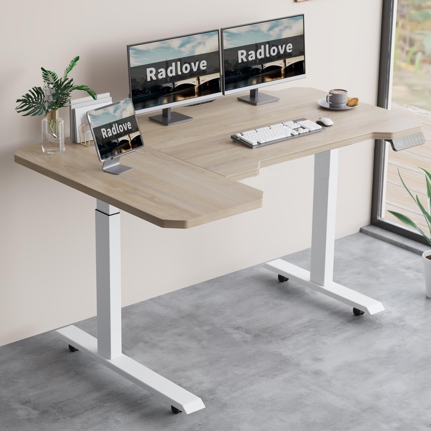 昇降デスク L字パソコンデスク 電動昇降式デスク 天板幅150CM×101CM