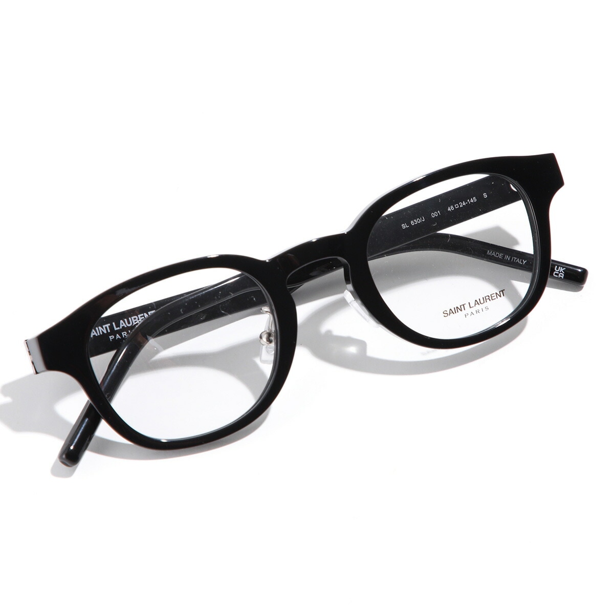 SAINT LAURENT サンローラン メガネ SL 630/J レディース ウェリントン型 めがね 眼鏡 伊達メガネ 黒縁 アイウェア 001/BLACK-BLACK-TRANSPARENT