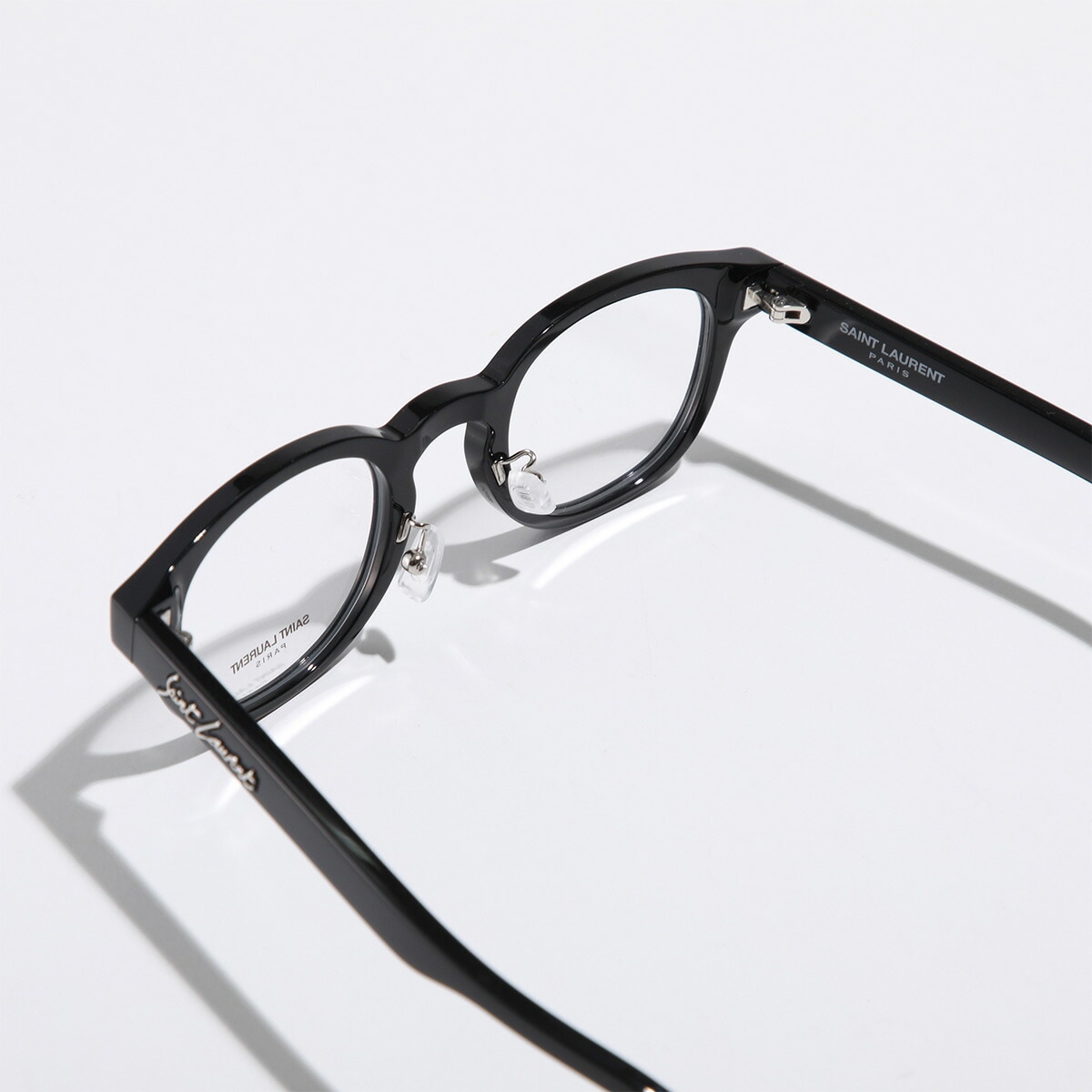 SAINT LAURENT サンローラン メガネ SL 630/J レディース ウェリントン型 めがね 眼鏡 伊達メガネ 黒縁 アイウェア 001/BLACK-BLACK-TRANSPARENT