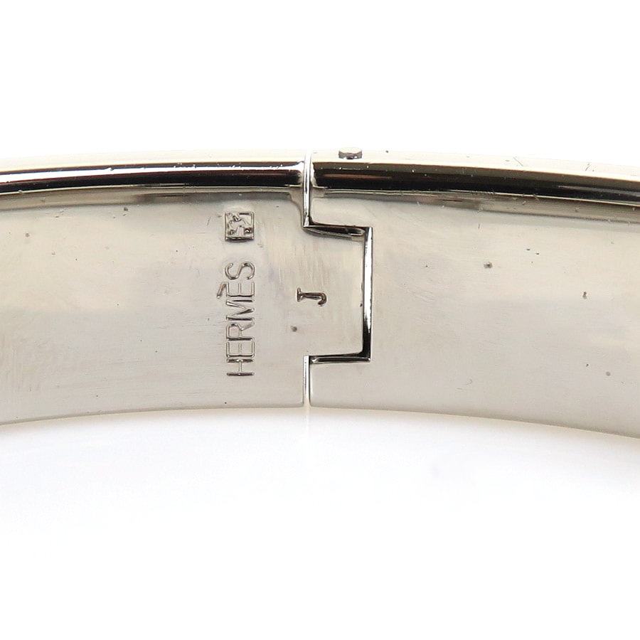 エルメス HERMES バングル ブレスレット クリッククラック メタル/エナメル シルバー/オフホワイト レディース e59308j