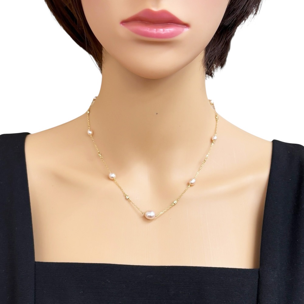 ミキモト ネックレス 18金 K18イエローゴールド パール MIKIMOTO 中古 美品