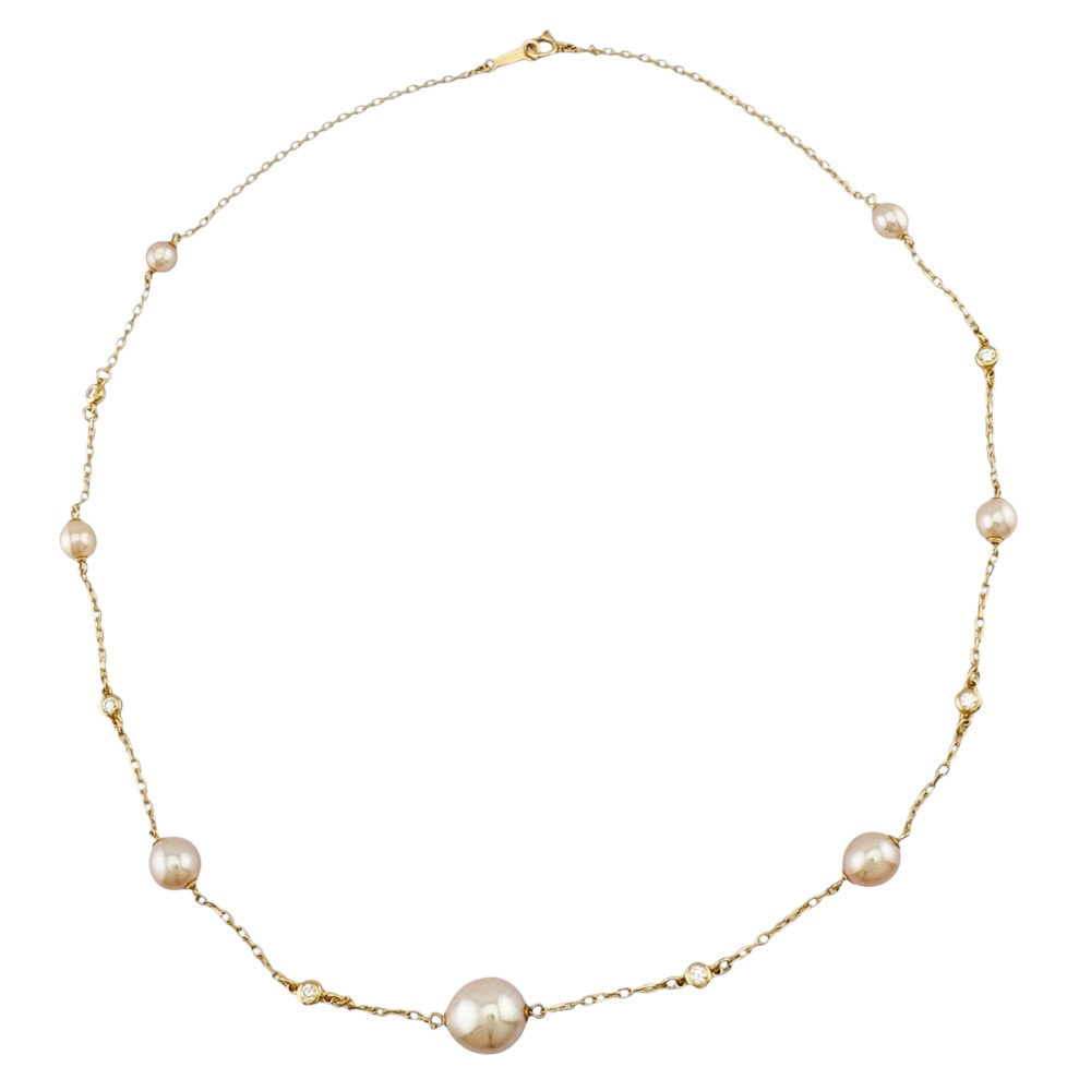 ミキモト ネックレス 18金 K18イエローゴールド パール MIKIMOTO 中古 美品