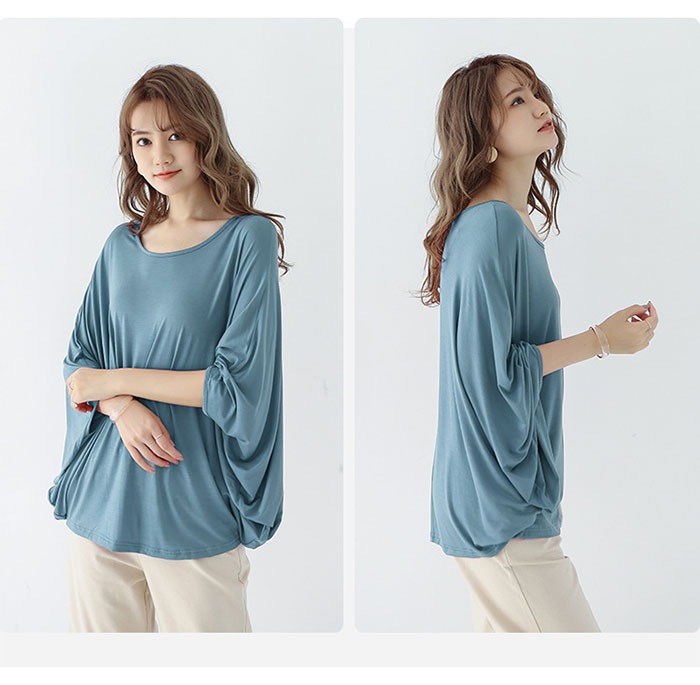 ｔシャツ レディース カットソー 春 秋 夏 トップス Tシャツ モデール 半袖 チュニック チュニック 体型カバー シンプル 長袖 大きいサイズ 着痩せ ルームウェア 13色 無地 肌着 夏用 春夏
