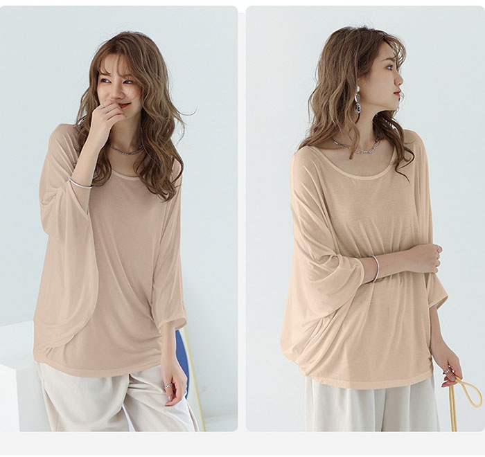 ｔシャツ レディース カットソー 春 秋 夏 トップス Tシャツ モデール 半袖 チュニック チュニック 体型カバー シンプル 長袖 大きいサイズ 着痩せ ルームウェア 13色 無地 肌着 夏用 春夏