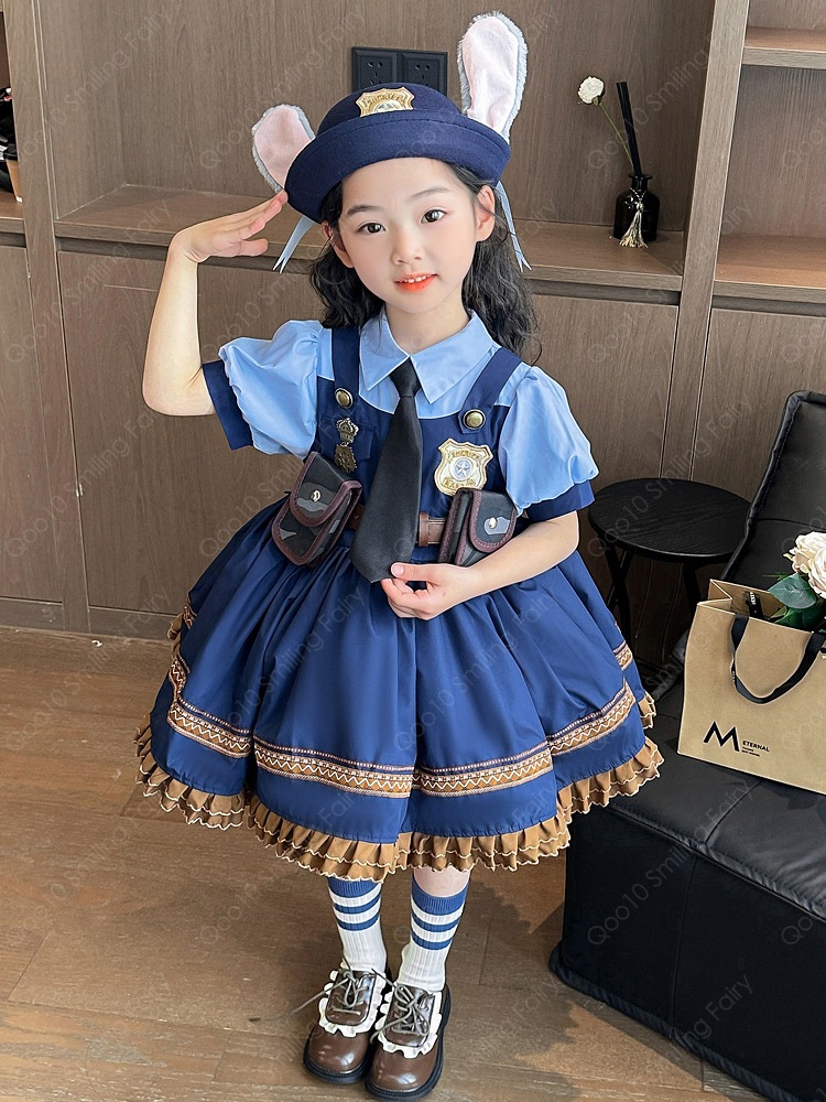 【新品追加】【最安値挑戦】 クレイジーアニマルタウンコスプレジュディウサギ警官服かわいい女の子の赤ちゃんロリータワンピース夏-63 【新品追加】【最安値挑戦】 クレイジーアニマルタウンコスプレジュディウサギ警官服かわいい女の子の赤ちゃんロリータワンピース夏-63