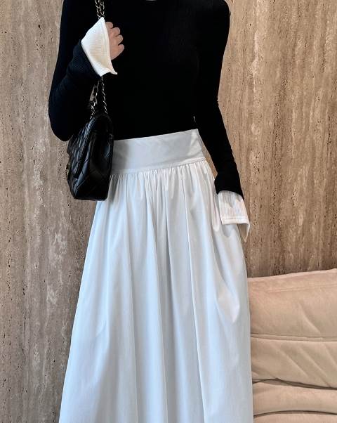 【送料無料】ファスナー ふっくら ふわふわ 落ち感 ハイウエスト Aライン フレア ロング丈 ひざ下 夏 プリーツスカート レディース ボトムス