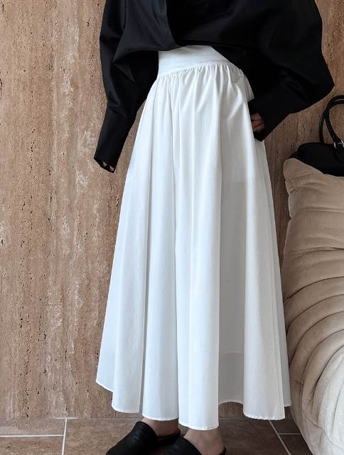 【送料無料】ファスナー ふっくら ふわふわ 落ち感 ハイウエスト Aライン フレア ロング丈 ひざ下 夏 プリーツスカート レディース ボトムス