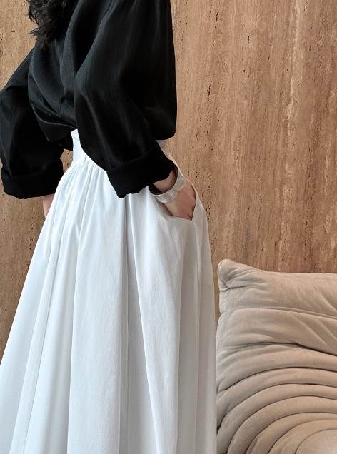 【送料無料】ファスナー ふっくら ふわふわ 落ち感 ハイウエスト Aライン フレア ロング丈 ひざ下 夏 プリーツスカート レディース ボトムス