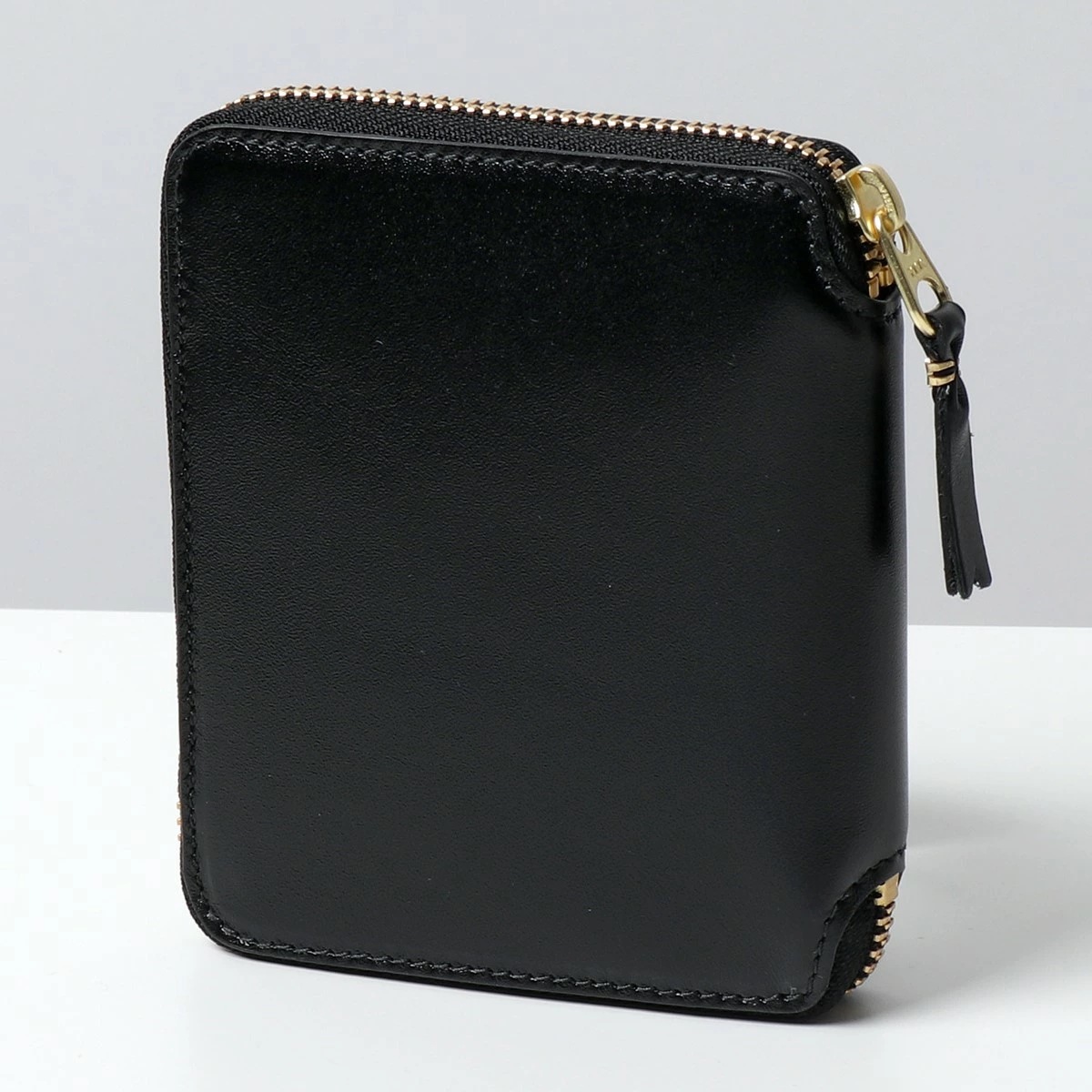 COMME des GARCONS コムデギャルソン SA2100 ARECALF レザー ラウンドファスナー 二つ折り財布 小銭入れあり ミニ財布 BLACK メンズ レディース