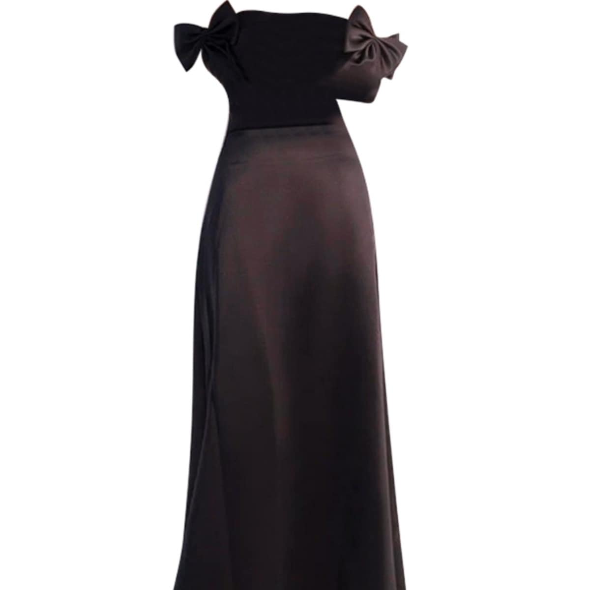 ドレス 衣装 イブニングドレス ブラックドレス ロングドレス オフショルダー オフショル リボン セミフレア 光沢 ステージドレス 発表会 かわいい 大人可愛い きれいめ シンプル 上品 おしゃれ