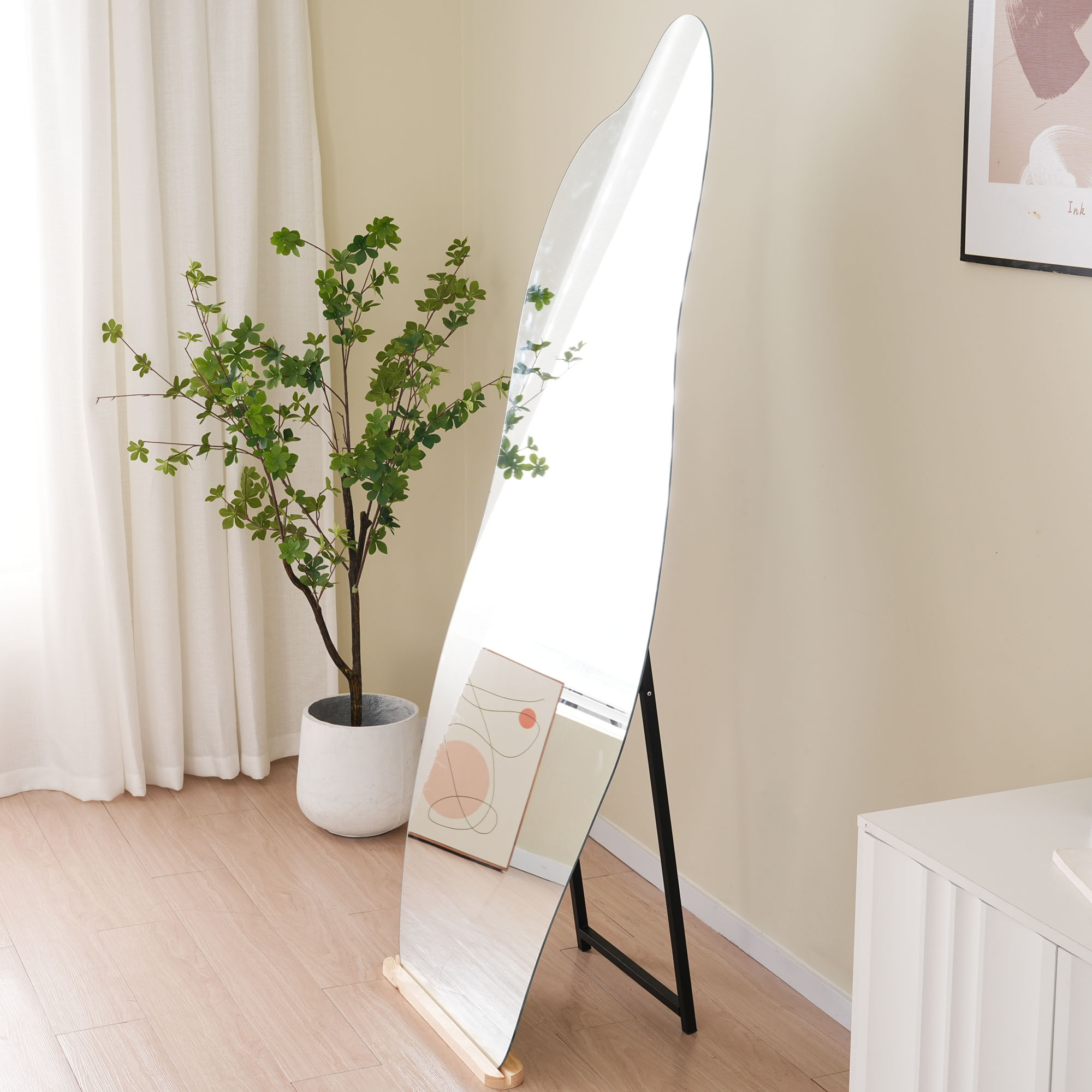 【国内出荷】全身鏡 姿見鏡 スタンドミラー ノンフレーム イレギュラミラー 立てかけ 姿見 鏡 ミラー おしゃれ 大型 飛散防止 木製台あり 170*70CM 【国内出荷】全身鏡 姿見鏡 スタンドミラー ノンフレーム イレギュラミラー 立てかけ 姿見 鏡 ミラー おしゃれ 大型 飛散防止 木製台あり 170*70CM