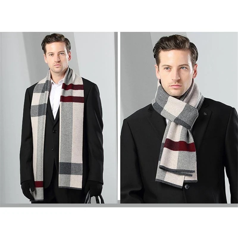 マフラー メンズ ロング 大判 スカーフ チェック柄 ビジネス 保温 オフィス カジュアル おしゃれ ペア 秋冬 厚手 通勤 紳士 アウトドア 仕事