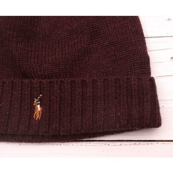 ニットキャップ ワンポイント ニット帽 マルーン PR4-077