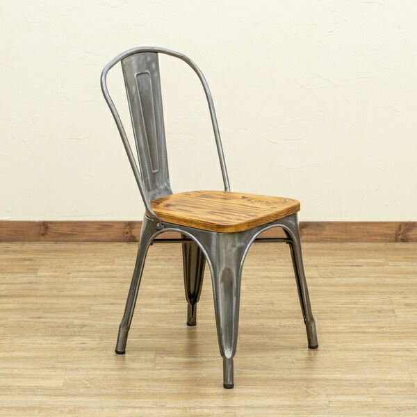 ヴィンテージチェア 2脚セット シルバー 完成品 スタッキング可