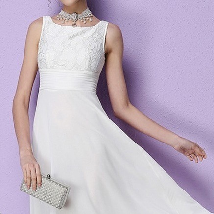 913.ハイウエストノースリーブシフォンワンピース(ホワイト) 913.ハイウエストノースリーブシフォンワンピース(ホワイト)