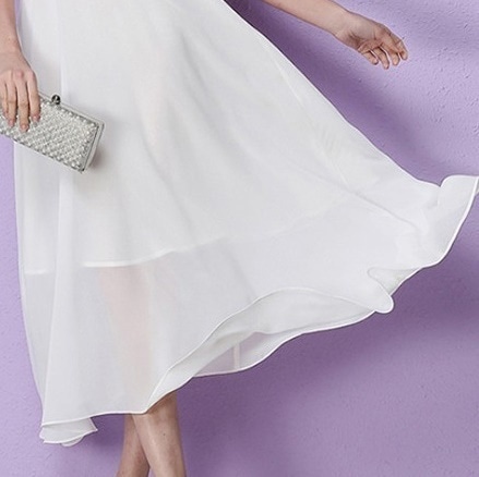 913.ハイウエストノースリーブシフォンワンピース(ホワイト) 913.ハイウエストノースリーブシフォンワンピース(ホワイト)