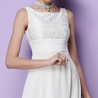 913.ハイウエストノースリーブシフォンワンピース(ホワイト) 913.ハイウエストノースリーブシフォンワンピース(ホワイト)