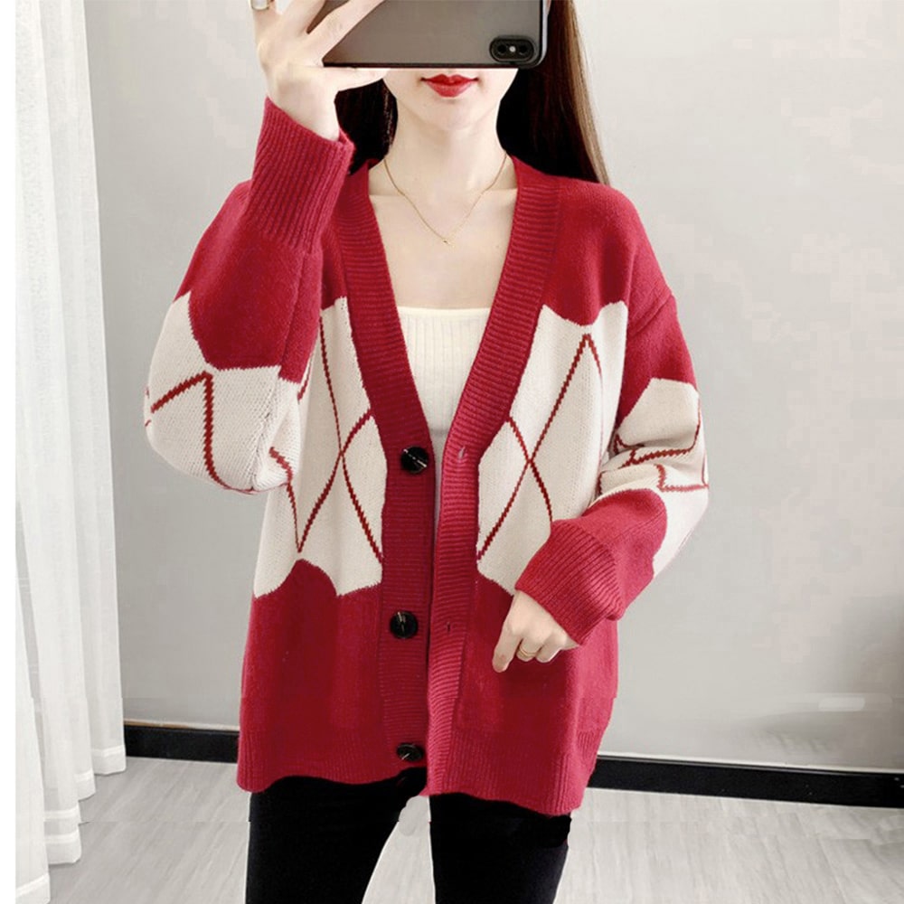 カーディガン レディース ゆったり 秋冬 大きめ ロング Vネック 長袖 トップス 韓国 羽織り かわいい オフィス オフィスカジュアル 40代 50代