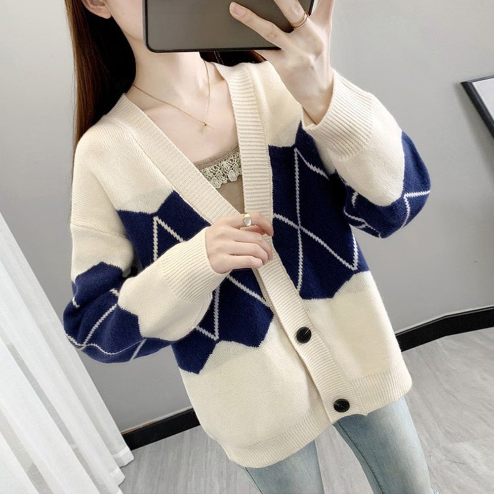 カーディガン レディース ゆったり 秋冬 大きめ ロング Vネック 長袖 トップス 韓国 羽織り かわいい オフィス オフィスカジュアル 40代 50代