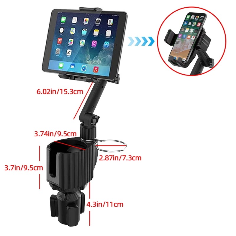 納期14-21日多機能および調整可能な車のタブレットホルダー,カップホルダー,ドリンクホルダー,取り外し可能な携帯電話ホルダー,5 in 1