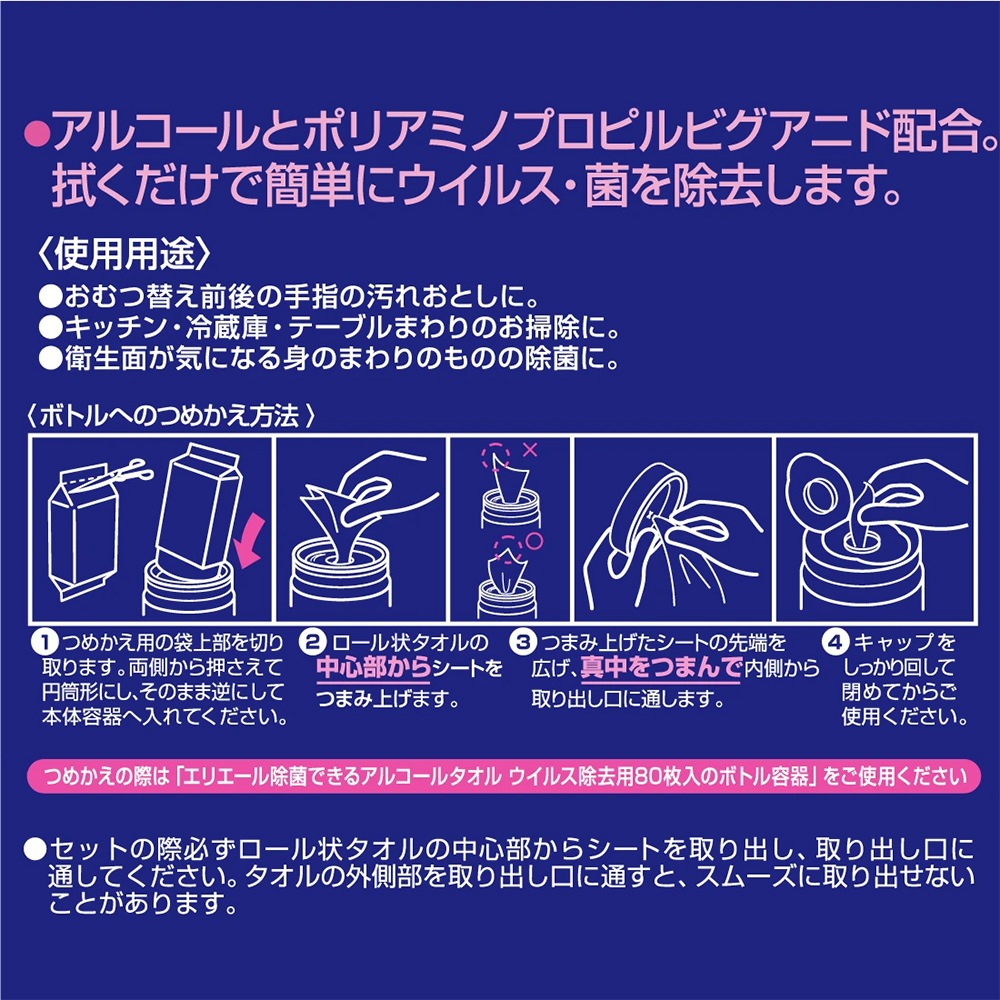 通販激安】 ウェットティッシュ エリエール 除菌できるアルコールタオル 詰替え用 80枚×3個 discoversvg.com