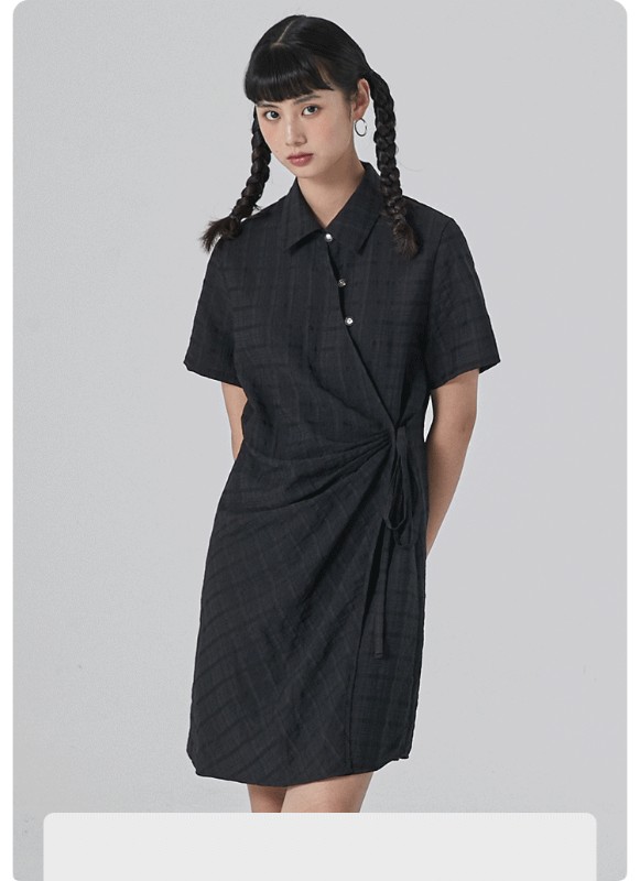 オモントエッグタルトホームレトロチェック柄ナショナルスタイル改良チャイナドレスレディース夏新作デザインシャツスカート オモントエッグタルトホームレトロチェック柄ナショナルスタイル改良チャイナドレスレディース夏新作デザインシャツスカート
