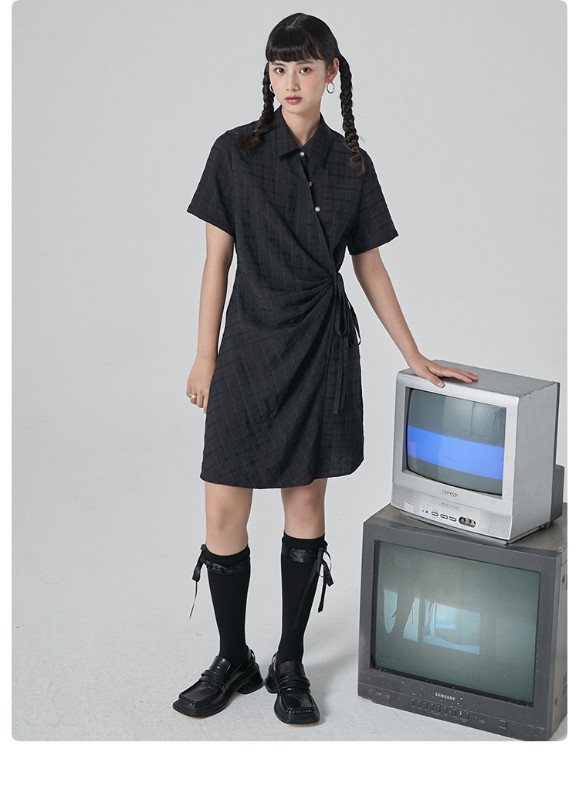 オモントエッグタルトホームレトロチェック柄ナショナルスタイル改良チャイナドレスレディース夏新作デザインシャツスカート オモントエッグタルトホームレトロチェック柄ナショナルスタイル改良チャイナドレスレディース夏新作デザインシャツスカート