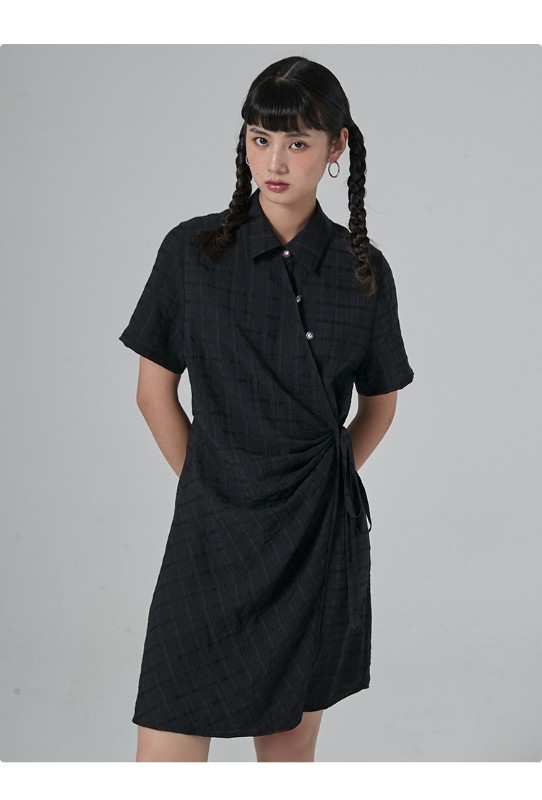 オモントエッグタルトホームレトロチェック柄ナショナルスタイル改良チャイナドレスレディース夏新作デザインシャツスカート オモントエッグタルトホームレトロチェック柄ナショナルスタイル改良チャイナドレスレディース夏新作デザインシャツスカート