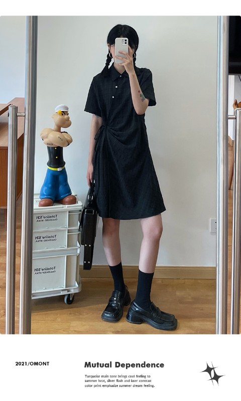 オモントエッグタルトホームレトロチェック柄ナショナルスタイル改良チャイナドレスレディース夏新作デザインシャツスカート オモントエッグタルトホームレトロチェック柄ナショナルスタイル改良チャイナドレスレディース夏新作デザインシャツスカート