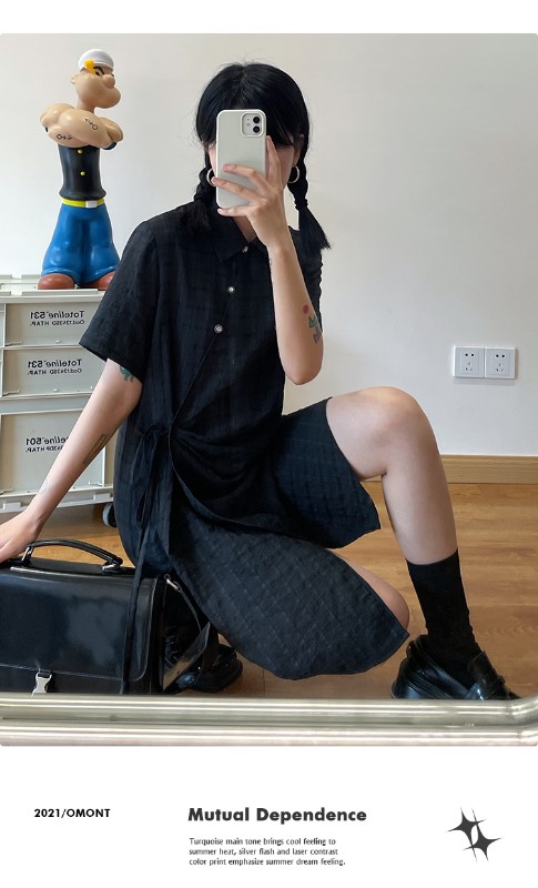 オモントエッグタルトホームレトロチェック柄ナショナルスタイル改良チャイナドレスレディース夏新作デザインシャツスカート オモントエッグタルトホームレトロチェック柄ナショナルスタイル改良チャイナドレスレディース夏新作デザインシャツスカート