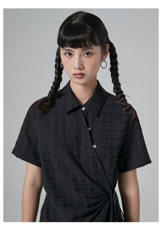 オモントエッグタルトホームレトロチェック柄ナショナルスタイル改良チャイナドレスレディース夏新作デザインシャツスカート オモントエッグタルトホームレトロチェック柄ナショナルスタイル改良チャイナドレスレディース夏新作デザインシャツスカート