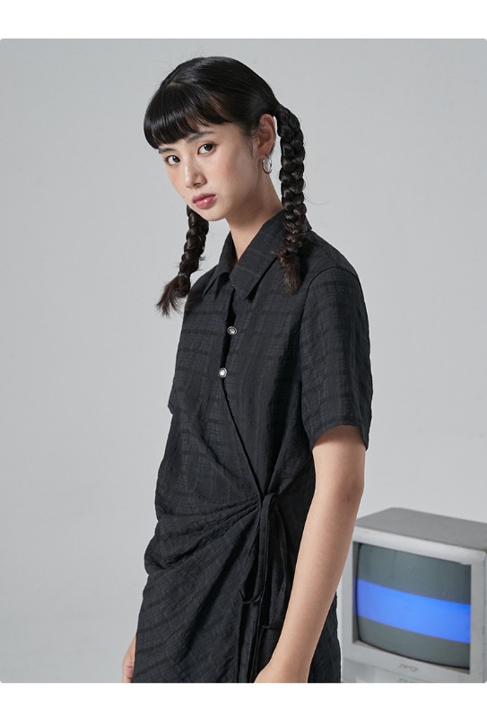 オモントエッグタルトホームレトロチェック柄ナショナルスタイル改良チャイナドレスレディース夏新作デザインシャツスカート オモントエッグタルトホームレトロチェック柄ナショナルスタイル改良チャイナドレスレディース夏新作デザインシャツスカート