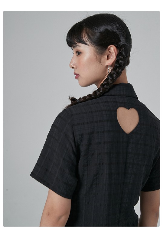 オモントエッグタルトホームレトロチェック柄ナショナルスタイル改良チャイナドレスレディース夏新作デザインシャツスカート オモントエッグタルトホームレトロチェック柄ナショナルスタイル改良チャイナドレスレディース夏新作デザインシャツスカート