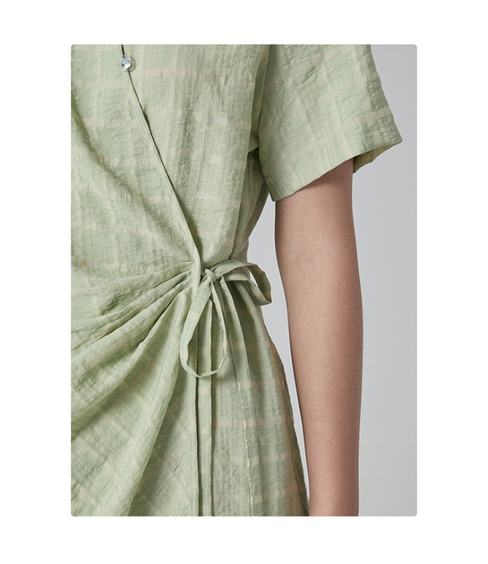 オモントエッグタルトホームレトロチェック柄ナショナルスタイル改良チャイナドレスレディース夏新作デザインシャツスカート オモントエッグタルトホームレトロチェック柄ナショナルスタイル改良チャイナドレスレディース夏新作デザインシャツスカート