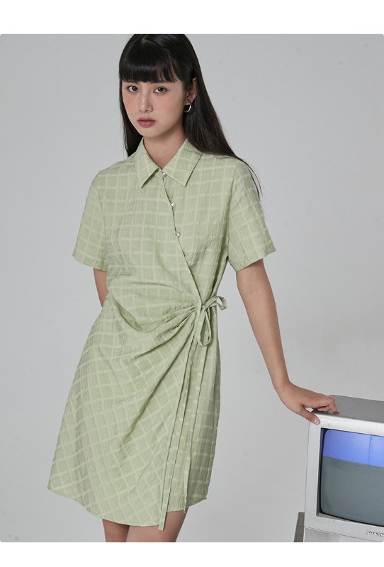 オモントエッグタルトホームレトロチェック柄ナショナルスタイル改良チャイナドレスレディース夏新作デザインシャツスカート オモントエッグタルトホームレトロチェック柄ナショナルスタイル改良チャイナドレスレディース夏新作デザインシャツスカート