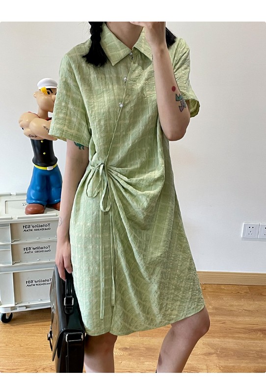 オモントエッグタルトホームレトロチェック柄ナショナルスタイル改良チャイナドレスレディース夏新作デザインシャツスカート オモントエッグタルトホームレトロチェック柄ナショナルスタイル改良チャイナドレスレディース夏新作デザインシャツスカート