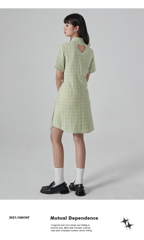 オモントエッグタルトホームレトロチェック柄ナショナルスタイル改良チャイナドレスレディース夏新作デザインシャツスカート オモントエッグタルトホームレトロチェック柄ナショナルスタイル改良チャイナドレスレディース夏新作デザインシャツスカート