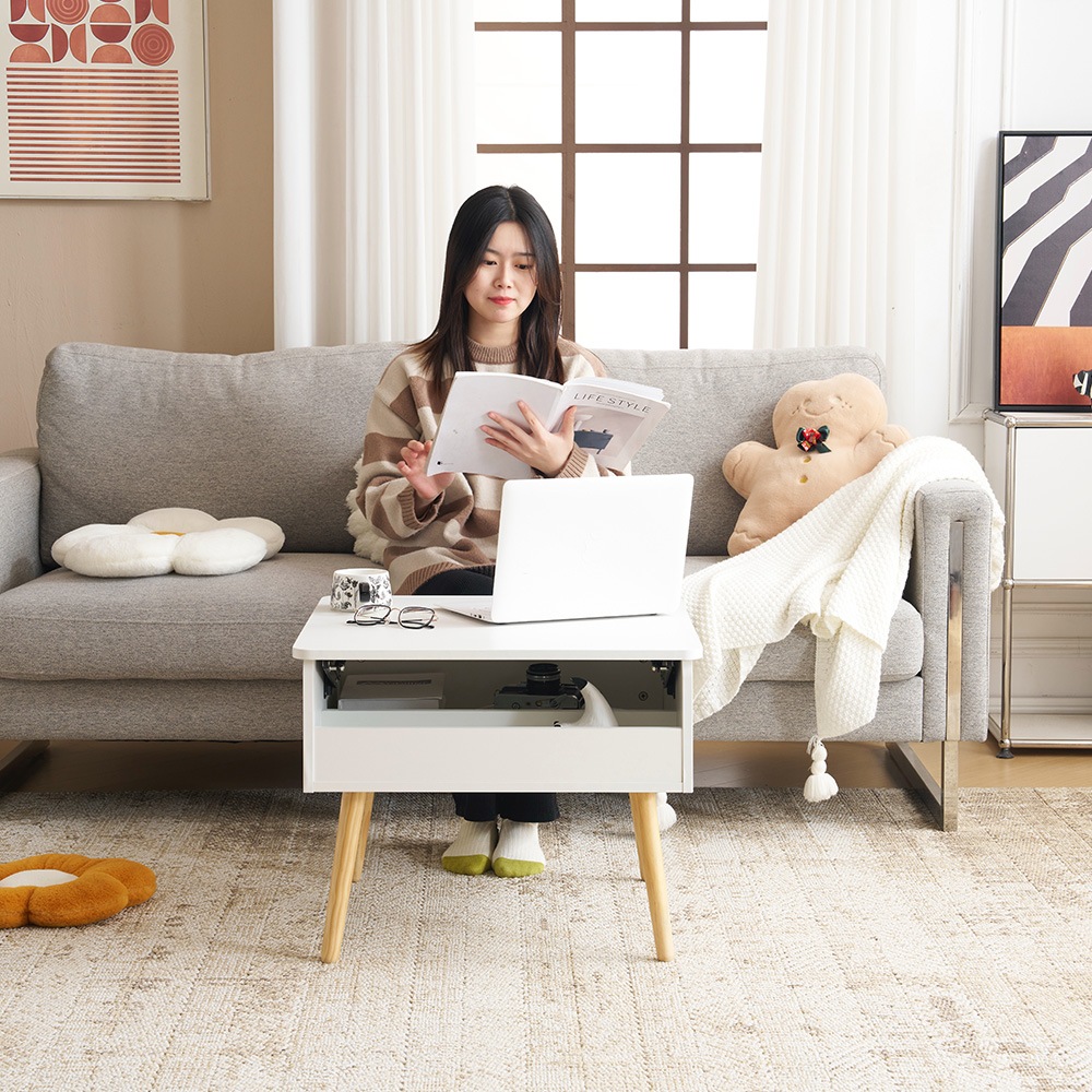 新作登場】センターテーブル 昇降テーブル 収納付き 幅60CM 北欧風