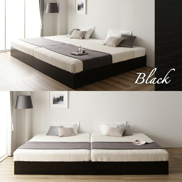 ベッド 収納付き 連結 引き出し付き キャスター付き 木製 ヘッドレス シンプル モダン ホワイト ワイドキング240(SD+SD) ボンネルコイルマットレス付き ベッド 収納付き 連結 引き出し付き キャスター付き 木製 ヘッドレス シンプル モダン ホワイト ワイドキング240(SD+SD) ボンネルコイルマットレス付き