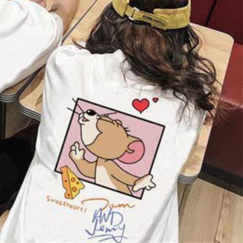 ねずみカップルコーデ 夏 ゆったり 5点 半袖 イン デザイン アニメ カップルコーデ Tシャツ